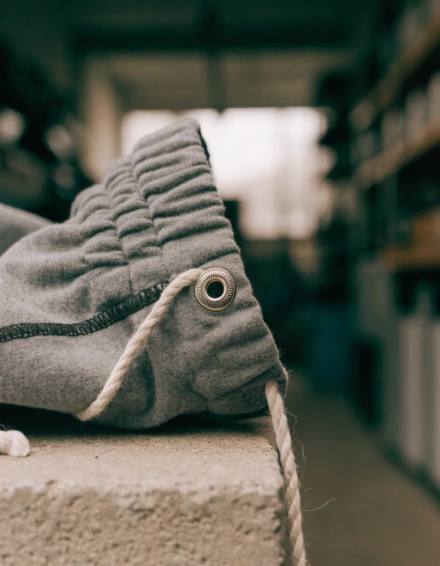 Ojal metálico y cordón ajustable en la capucha del hoodie
