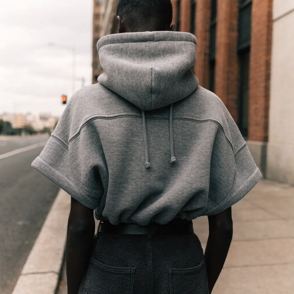 Silueta cuadrada del hoodie boxy vista de tres cuartos